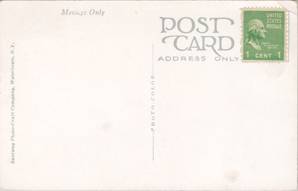 Postcard 1930s Cars Broome County Court House Dome Binghamton New York