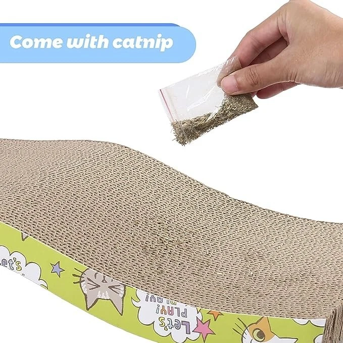 2 Pack Cat Scratch Cardboard Scratching Pad Scratcher Lounge Sofa Bed w/2 Catnip - Image 4 of 4