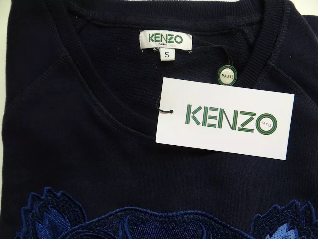KENZO PARIS Felpa Donna Tiger Abito Navy CTRL 240 NUOVO CON ETICHETTE