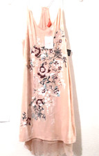 Chelsea & Violet Sleeveless Pink Velvet Dress S with Roses and Pearls