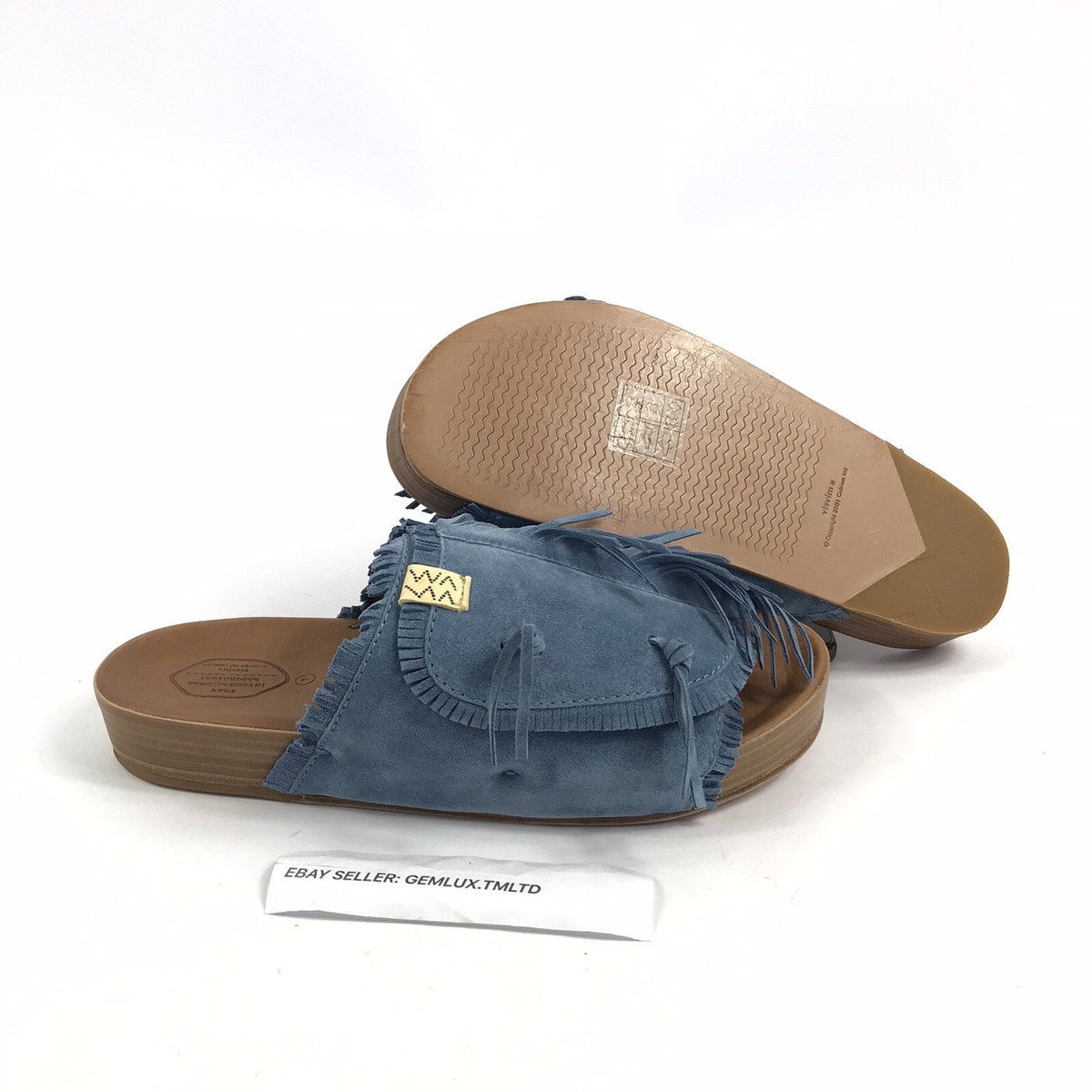 VISVIM CHRISTO SHAMAN FOLK BLUE SUEDE SANDALS SIZE: L Fits UK8/9 