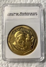 Jackie Robinson 50th Anniversary Breaking Barriers 1947-1997 Brass C/Coin 1 1/2”
