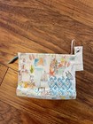 New Chico's Sanibel Florida Print Canvas Zip Top Pouch Make Up Bag Aria Aqua — photo 1