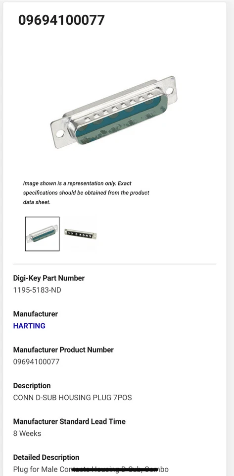 7 Pin D-Sub Replacement Male Housing Plug Connector 5+2 Coax Power Rewire 50 pc - Image 2 of 4