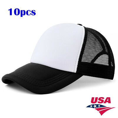 US STOCK 10pcs Colorful Polyester Mesh Cap Hat  Sublimation Blank Cap