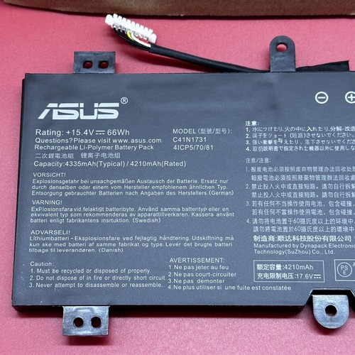 ORIGINAL ASUS GL704GV-DS74 BATTERY 0B200-02990000M C41N1731 15.4v 66wh - Picture 4 of 5