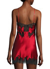 Josie NATORI, Red SILK, XS (size 2), Cutouts & Black LACE IN LAYS, SHEER Sides — photo 3