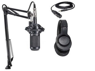 Audio Technica 1-Person PC Podcast Podcasting Kit w/ 2035 Mic+Headphones+Boom