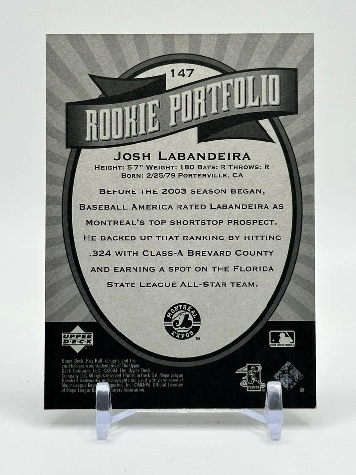 2004 Upper Deck Play Ball Rookie Portfolio /2004 Josh Labandeira #147 Rookie RC - Image 2 of 2