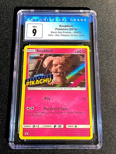 2019 PIKACHU DETECTIVE SNUBBULL SM200 BLACK STAR TARGET PROMOS HOLO CGC 9 G2208