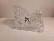 Vintage Acrylic Santa Sleigh Silver Sparkle Decoration 8.5" L X 6" Ht X 4" W
