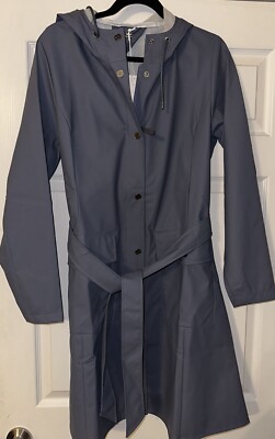 NWT Rains Curve Jacket Belted in River Size Large MSRP $140