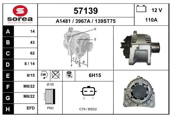 Alternateur pour Renault Scénic 2 et Mégane II Break 1.5 dCi