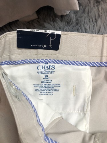 Chaps Boys School Approved Performance Pants 10 Husky Cement~NEW - Picture 2 of 6