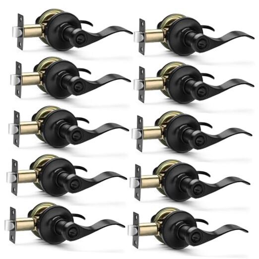Matte Black Door Handles Privacy Door Levers, Heavy 10 Pack Matte Black Finish-image