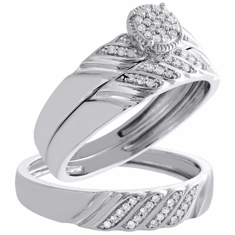 Sterling silver wedding trio best sale sets