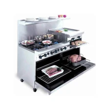 American Range AR-6B-24RG 60" Gas Restaurant Range w/ (6) Open Burners, (1) 2...