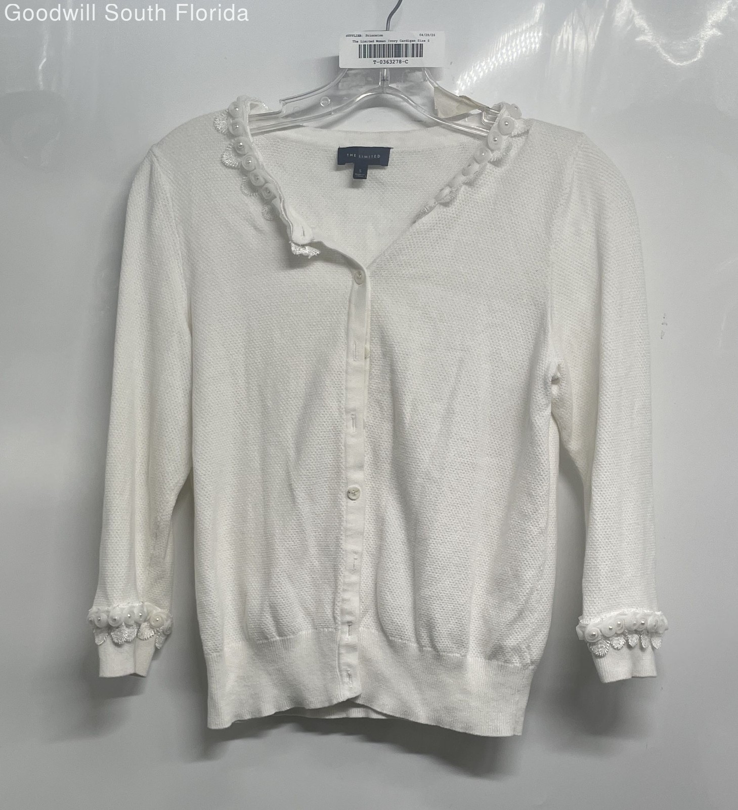 The Limited Womens Ivory Long Sleeve Button Front Cardigan Sweater Size Small