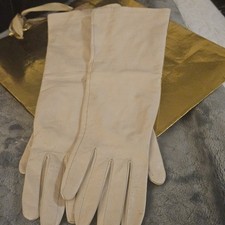 Vintage Aris Paris Gloves Women  s Long Kid Leather, Beige