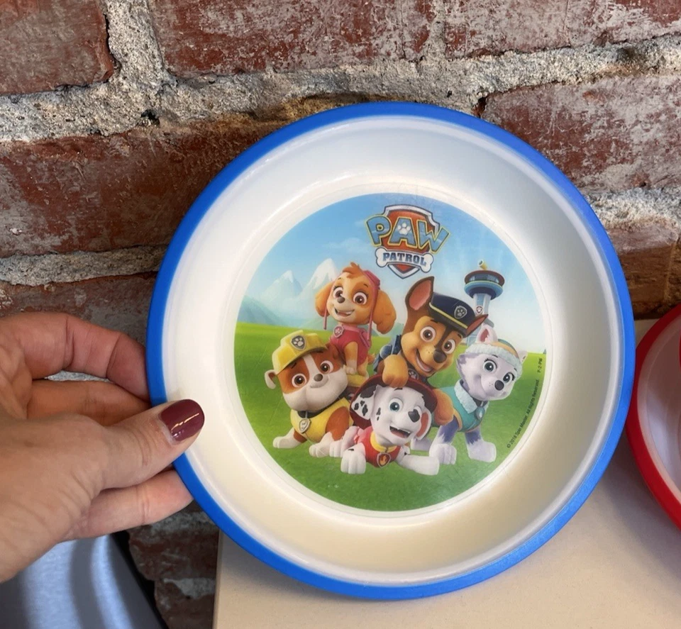 Playtex Paw Patrol Plate LOTE de 3 Platos y Cuenco de Plástico Rosa y Azul Foto 2 de 4
