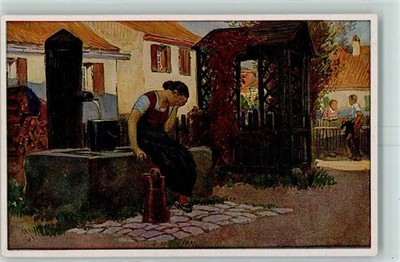 10381902 - Folk song cards now go to the fountain no. 34 water jug Hey, Paul