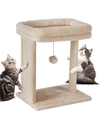 Small Cat Tree Indoor Scratching Board Perch Post Kittens Scratcher Beige
