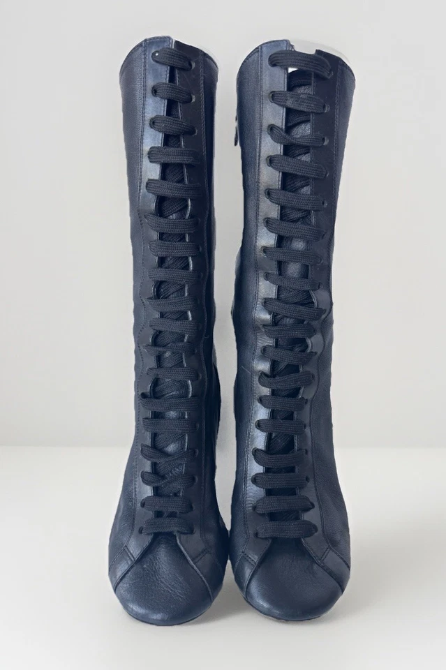 Rochas викторианского конного стиля кружева высокий каблук кожаные ботинки туфли размер 37 - Изображение 3 из 4