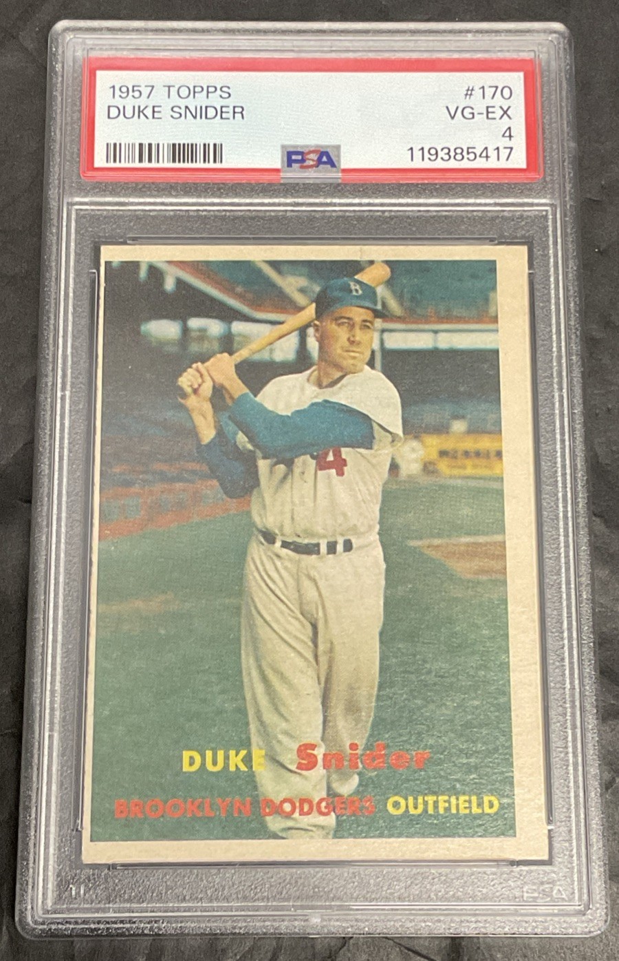 1957 Topps Duke Snider #170 Dodgers PSA VG-EX 4