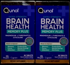 2X Qunol Extra Strength Brain Health Memory Plus 60 Tablets Each - EXP 02/2027+