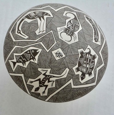 Acoma seed pot by acclaimed artist Rebecca Lucario in New Mexico