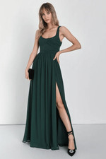 NWT Lulus Sensational Moment Emerald Green Pleated Maxi Dress Size Large