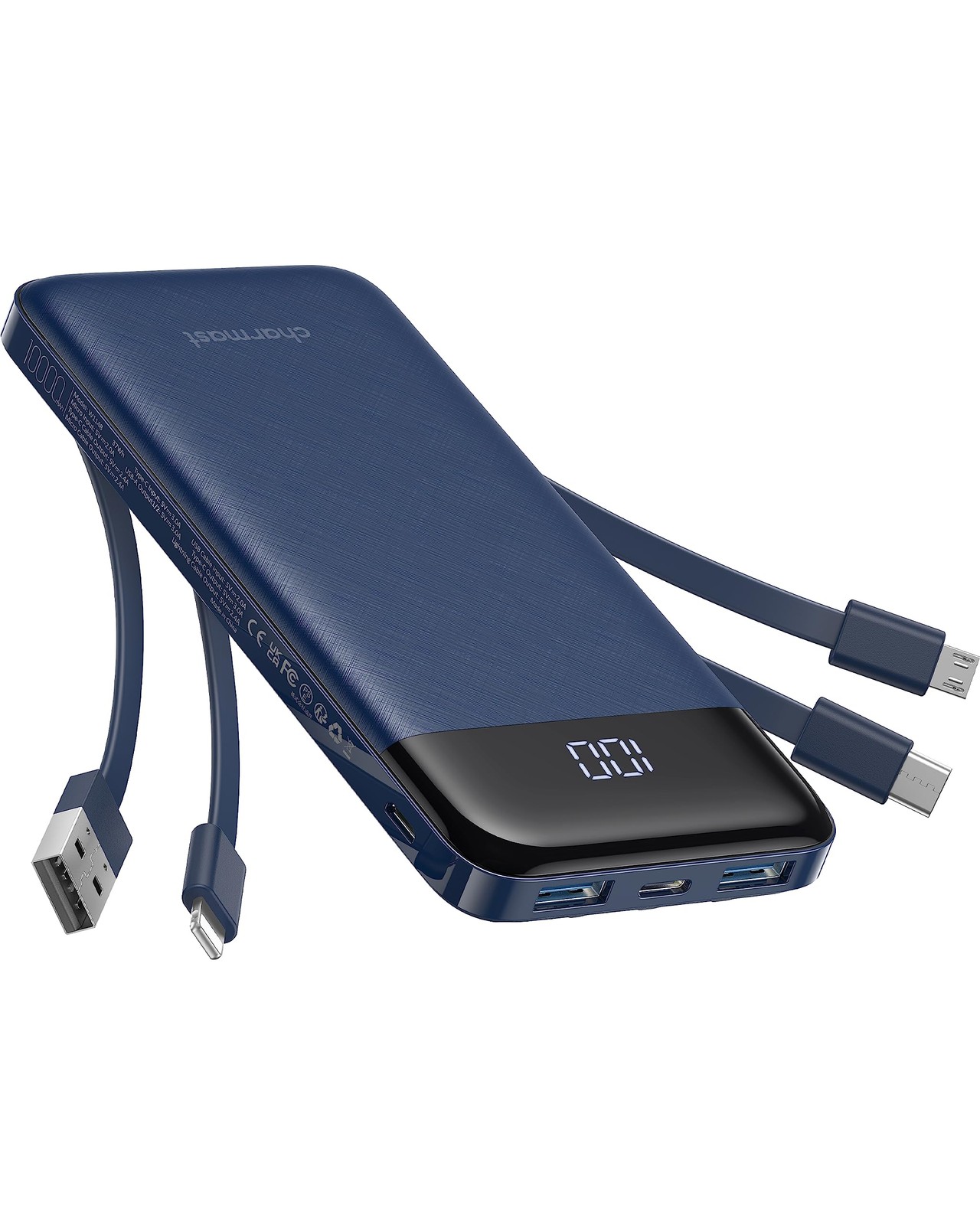 Slim Portable Charger with Built-in Cables and Wires for On-the-Go Charging-image