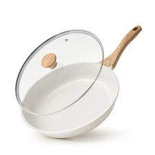Nonstick Ceramic Frying Pan with Lid 8/9.5/10/11/12.5 Inch Omelet Pan Skillet...