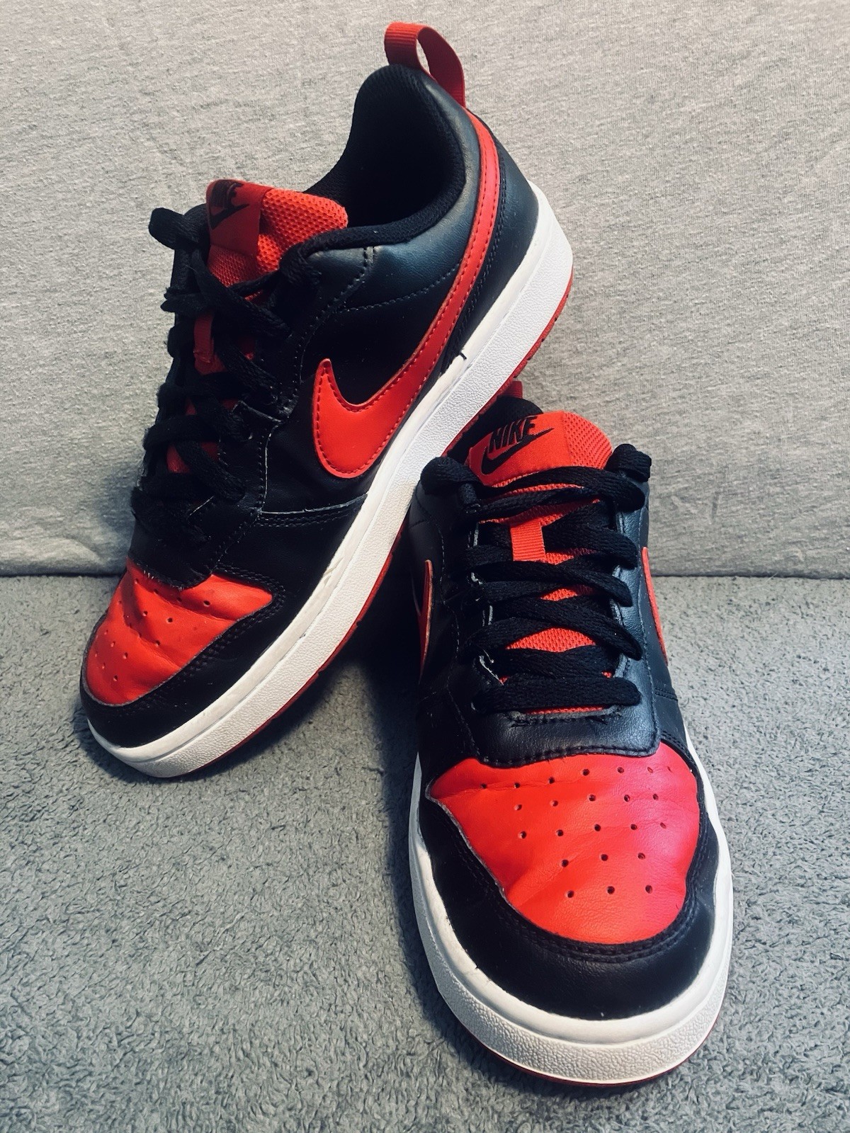 Nike Court Borough Low 2 BQ5448-007 Black & Red Shoes Sz 6.5Y *Nice Shape ✅ Out*