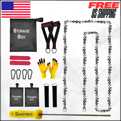 Dual Sided Pocket Chainsaw Rope Tree Saw High Limb Tool W/ Storage Box 55''