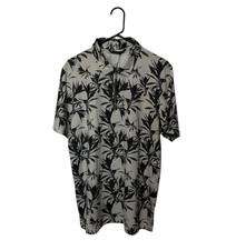 Travis Mathew Featherweight Polo Shirt Mens Large White Gray Floral Golf Stretch