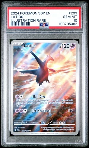 🔥2024 PSA 10 Pokemon Latios 203/191 Sv08: Surging Sparks Holo IR🔥
