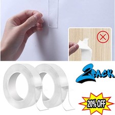 16.5FT Transparent Tape Double Sided Traceless Washable Adhesive Invisible Gel