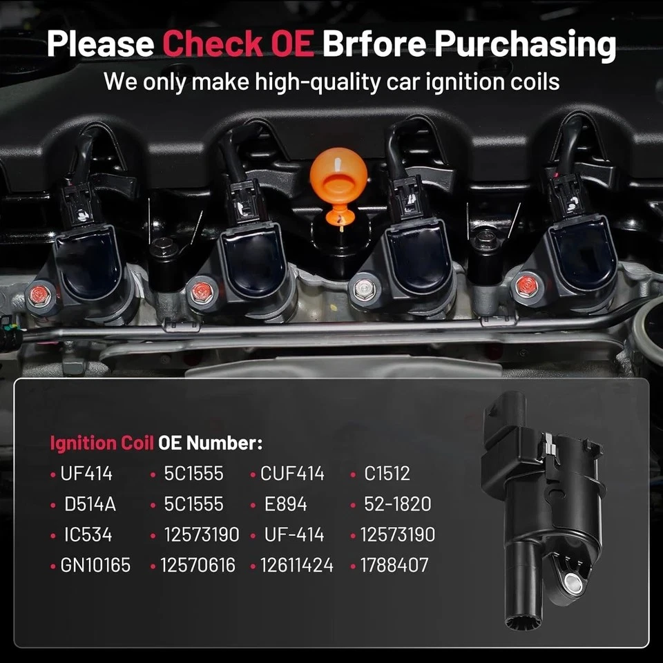 High Performance UF414 Ignition Coil+ Wire Set For 2007-2016 Chevy GMC 5.3L 6.2L - Image 4 of 4