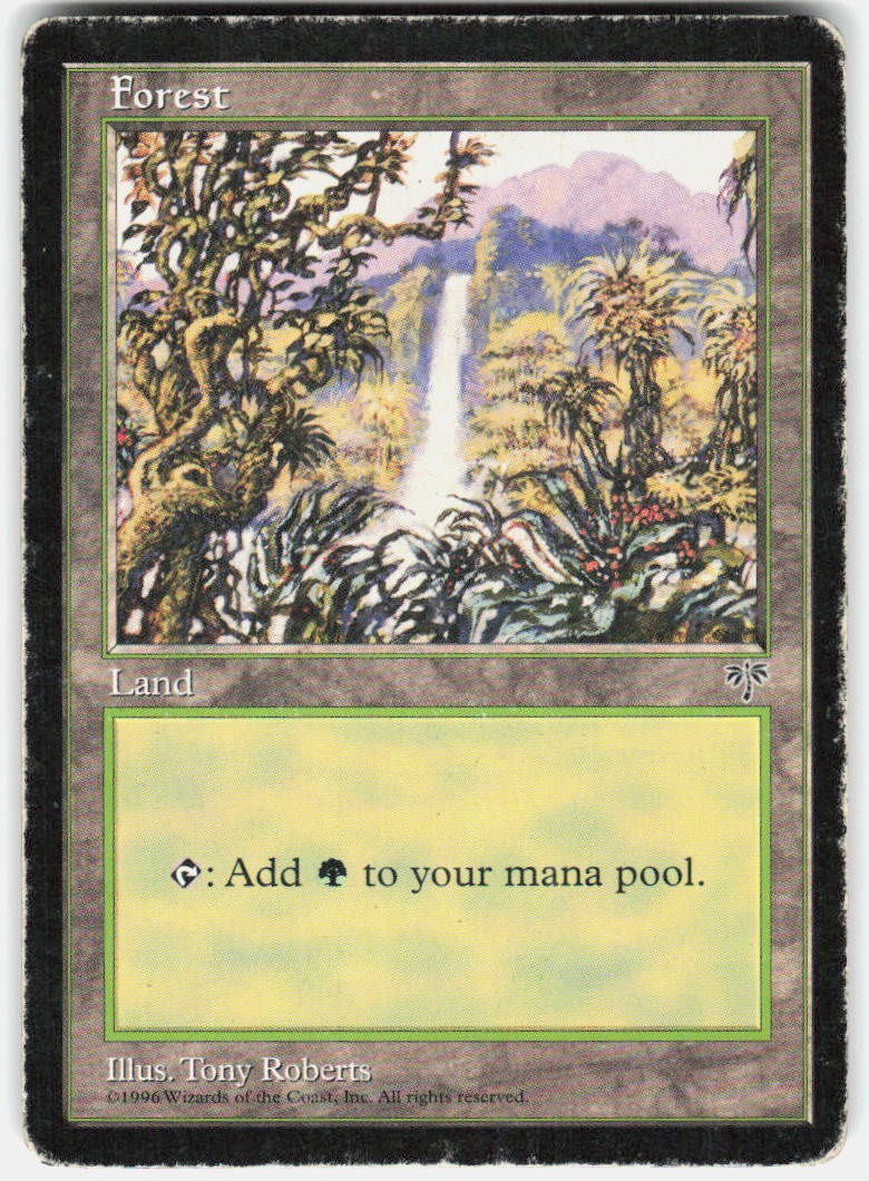 Forest (Waterfall) Land Mirage Magic: The Gathering Heavily Played