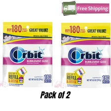 2 pack  Orbit Bubblemint Sugar Free Chewing Gum, Value Pack - 180 Ct each bag