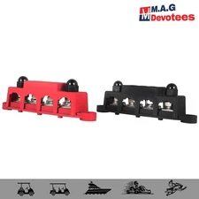 4 Post Busbar Bus Bar Power Distribution 12V 250A 3/8" Red and Black Pair