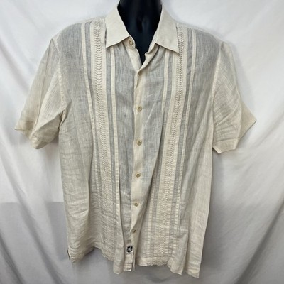 MENS NAT NAST AMERICAN FIT NATRUAL LINEN S/S GUAYABERA SHIRT SIZE L