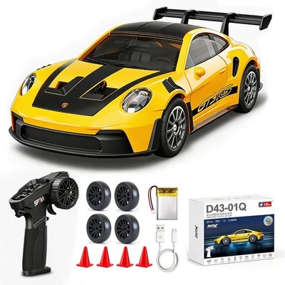 ARRIS 1/43 RC Drift Car Mini 911 2,4GHz 4WD Gyro LED gelb