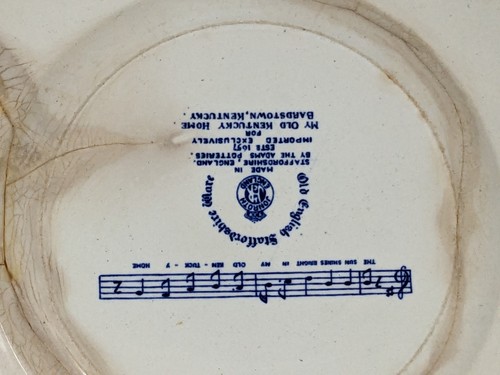 Vintage Staffordshire Plate My Old Kentucky Home Blue Transferware England 10in - Picture 6 of 6