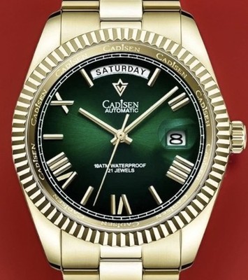 CADISEN DD40 Men's Automatic Watch Gold Toned Day Date PRESIDENTIAL STYLE 40mm 