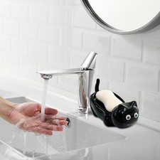 Plastic Cat Soap Dish with Drainage for Bathroom Decor 10 8 17 CM Lightweight