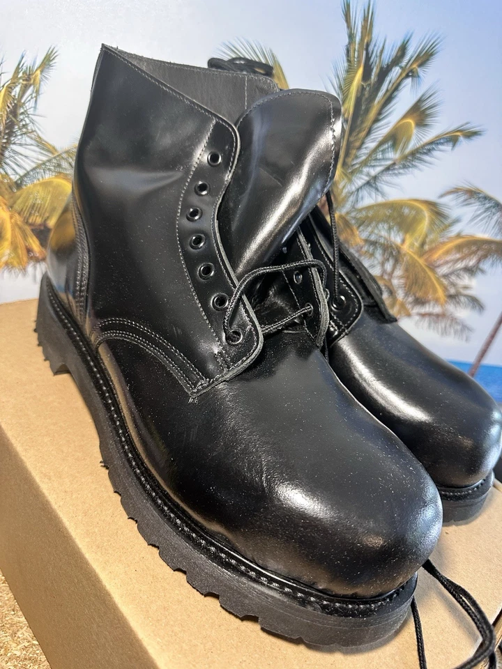 Vtg New with Box Steel Toe 5137 Vibram Blk Combat Boots Leather Safety Sz 11 - Image 2 of 4