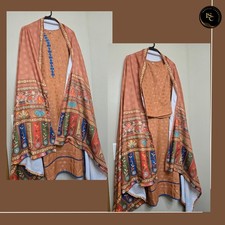 Indian Pakistani Pumpkin Orange 3-Piece Salwar Kameez Size XL.