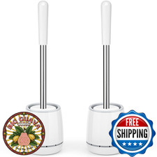 Toilet Brush  Holder Set w/304 Stainless Steel Handle, Space-Saving Design